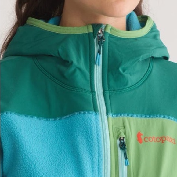 NEW Women’s Cotopaxi Abrazo Fleece Hooded Full-Zip Jacket in Greenery & Poolside - Picture 7 of 9